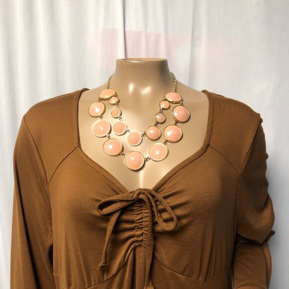 SO Dress Womens Sz XXL Rust Brown Princess Empire Waist Babydoll Soft Comfy NEW - Picture 2 of 6